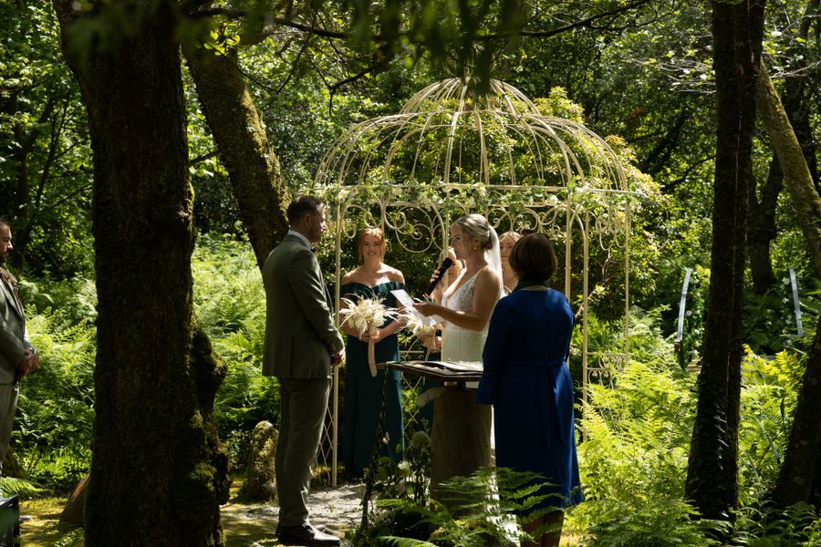 The walled garden set for a ceremony